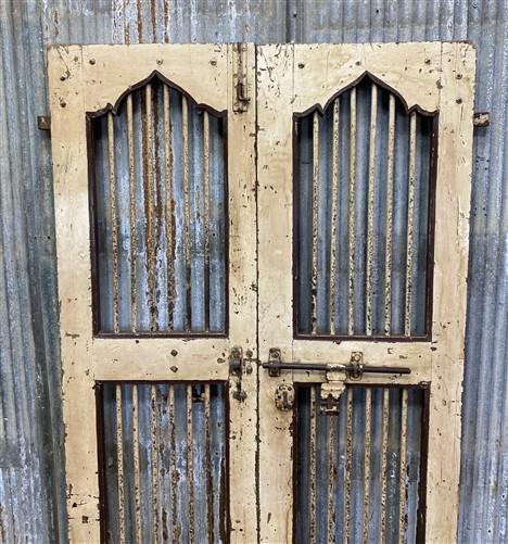 Vintage Indian Garden Gates, Carved Metal Teak Doors, Architectural Reclaim A100