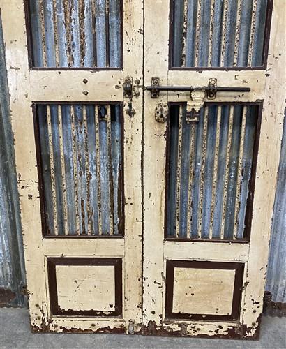 Vintage Indian Garden Gates, Carved Metal Teak Doors, Architectural Reclaim A100