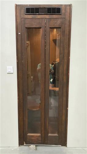 Vintage Telephone Booth, Phone Booth Enclosure Cabinet Glass Doors, Keokuk, Iowa