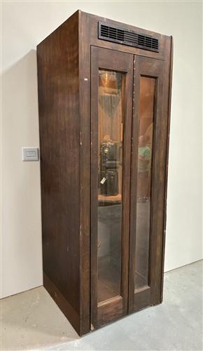 Vintage Telephone Booth, Phone Booth Enclosure Cabinet Glass Doors, Keokuk, Iowa