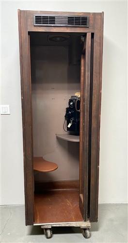 Vintage Telephone Booth, Phone Booth Enclosure Cabinet Glass Doors, Keokuk, Iowa