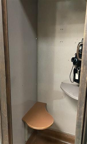 Vintage Telephone Booth, Phone Booth Enclosure Cabinet Glass Doors, Keokuk, Iowa