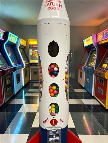 Northwestern Saturn 2000 Rocket Gumball Machine Vending Machine on Stand Coin Op