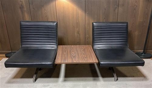 Chromcraft Mid Century Modern Double Lounge Bench w/Center Table, Vintage Chairs