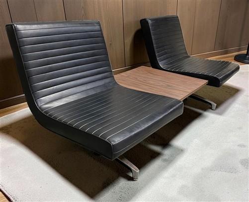 Chromcraft Mid Century Modern Double Lounge Bench w/Center Table, Vintage Chairs