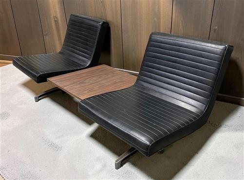 Chromcraft Mid Century Modern Double Lounge Bench w/Center Table, Vintage Chairs