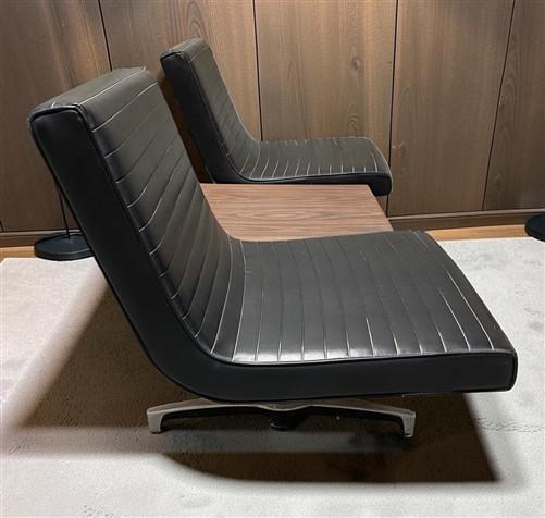 Chromcraft Mid Century Modern Double Lounge Bench w/Center Table, Vintage Chairs