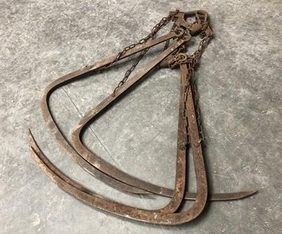Hay Trolley Carrier Forks, Antique Cast Iron Barn Tool, Rustic Decor A