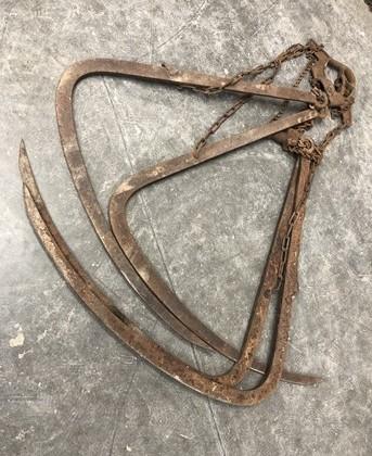 Hay Trolley Carrier Forks, Antique Cast Iron Barn Tool, Rustic Decor A