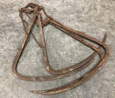Hay Trolley Carrier Forks, Antique Cast Iron Barn Tool, Rustic Decor A