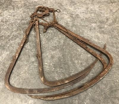 Hay Trolley Carrier Forks, Antique Cast Iron Barn Tool, Rustic Decor A
