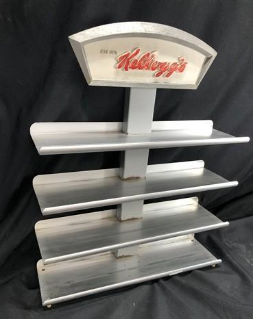 Ask for Kelloggs Retail Store Rack Display, Vintage Aluminum Advertising Stand