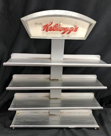 Ask for Kelloggs Retail Store Rack Display, Vintage Aluminum Advertising Stand