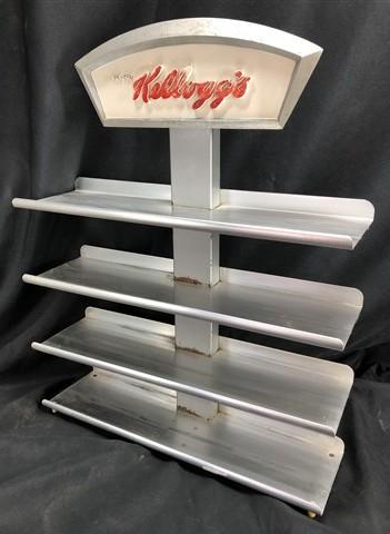 Ask for Kelloggs Retail Store Rack Display, Vintage Aluminum Advertising Stand