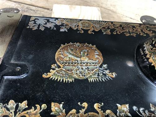Improved Hasner Sewing Machine w/Egyptian Motif, Antique Treadle