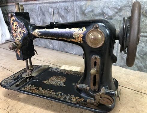 Improved Hasner Sewing Machine w/Egyptian Motif, Antique Treadle