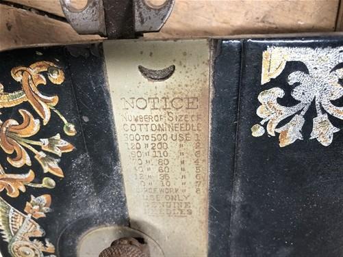 Improved Hasner Sewing Machine w/Egyptian Motif, Antique Treadle