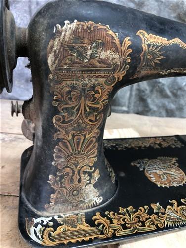 Improved Hasner Sewing Machine w/Egyptian Motif, Antique Treadle