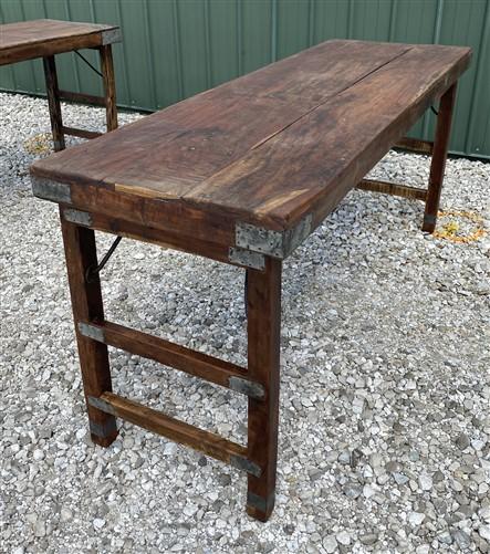 Reclaimed Wood Folding Table (68.5x22.5) Rustic Wood Dining, Kitchen Island B131