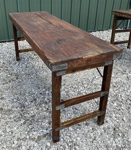 Reclaimed Wood Folding Table (68.5x22.5) Rustic Wood Dining, Kitchen Island B131