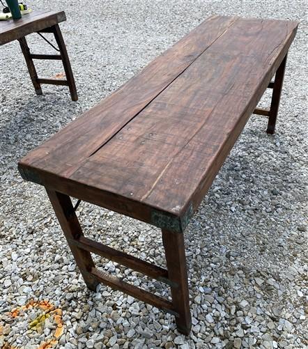Reclaimed Wood Folding Table (68.5x22.5) Rustic Wood Dining, Kitchen Island B131