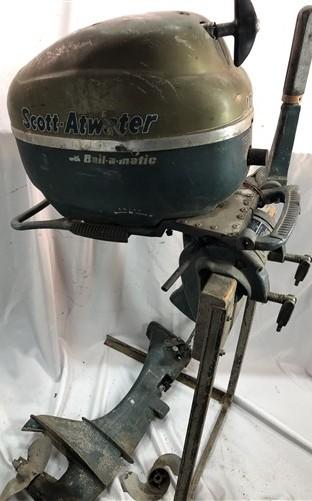 1954 Scott Atwater Bail a matic Boat Motor, 10Hp Classic Outboard Ser #38452258