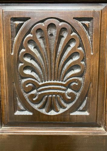 Vintage 36x80 Solid Wood Carved Panel Interior Door with Trim/Jamb Mid-Century