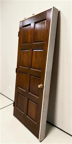 Vintage 36x80 Solid Wood Carved Panel Interior Door with Trim/Jamb Mid-Century