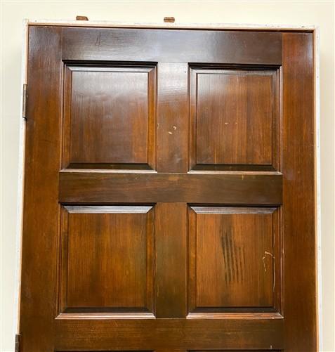 Vintage 36x80 Solid Wood Carved Panel Interior Door with Trim/Jamb Mid-Century