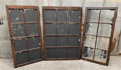 3 Wooden Framed Decorative Glass Panels Casement Windows Furniture Parts