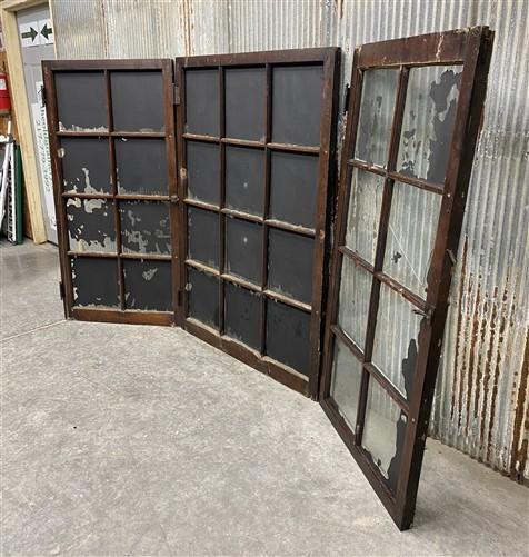 3 Wooden Framed Decorative Glass Panels Casement Windows Furniture Parts