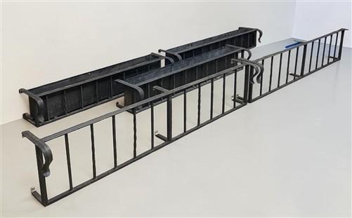 3 Industrial Wall Mounted Flower Planter Boxes w/2 Decorative Railings, Vintage