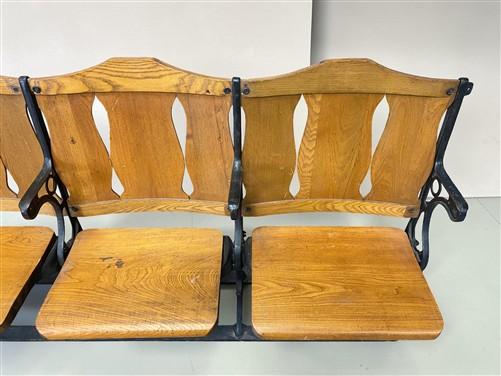 3 Vintage Wood Folding Theater Seats, Auditorium Seats, Entryway Bench, E32