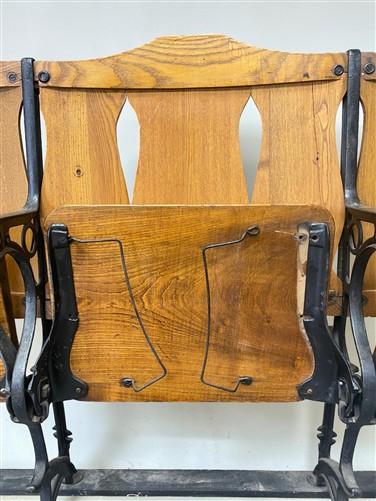 3 Vintage Wood Folding Theater Seats, Auditorium Seats, Entryway Bench, E32