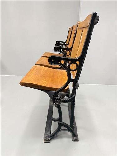 3 Vintage Wood Folding Theater Seats, Auditorium Seats, Entryway Bench, E32