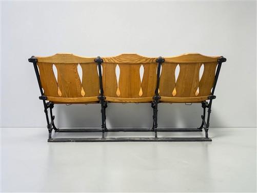 3 Vintage Wood Folding Theater Seats, Auditorium Seats, Entryway Bench, E32