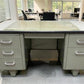 All Steel Equipment 55" Vintage Executive Desk Glass Top Mid Century Industrial