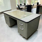 All Steel Equipment 55" Vintage Executive Desk Glass Top Mid Century Industrial