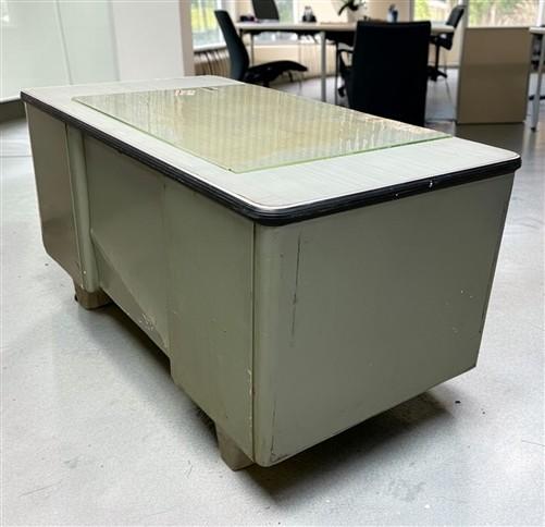All Steel Equipment 55" Vintage Executive Desk Glass Top Mid Century Industrial
