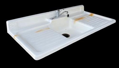 White Porcelain Dual Drainboard Sink, Vintage Kitchen Sink, Farmhouse Utility