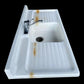 White Porcelain Dual Drainboard Sink, Vintage Kitchen Sink, Farmhouse Utility