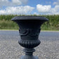 17" Tall Cast Iron Fluted Urn, Flower Pot Planter, Garden Patio Yard Art G1