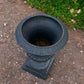 17" Tall Cast Iron Fluted Urn, Flower Pot Planter, Garden Patio Yard Art G1