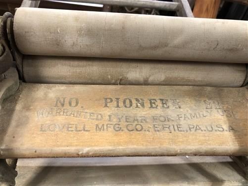 Pioneer No 22 Wringer Washer Folding Bench, Antique Hand Crank Laundry Tool
