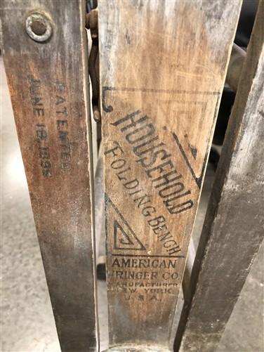 Pioneer No 22 Wringer Washer Folding Bench, Antique Hand Crank Laundry Tool