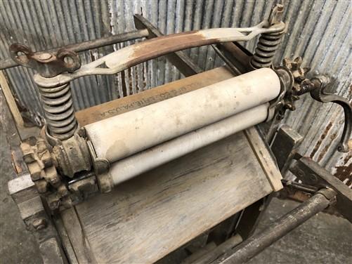 Pioneer No 22 Wringer Washer Folding Bench, Antique Hand Crank Laundry Tool