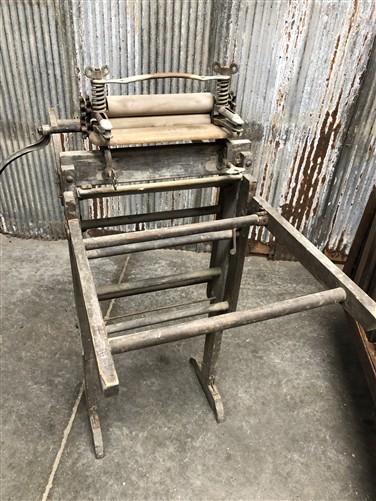 Pioneer No 22 Wringer Washer Folding Bench, Antique Hand Crank Laundry Tool