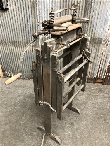 Pioneer No 22 Wringer Washer Folding Bench, Antique Hand Crank Laundry Tool