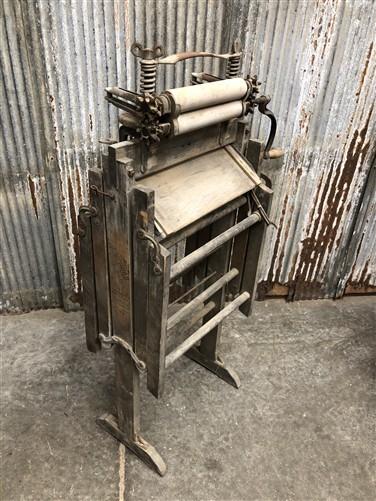 Pioneer No 22 Wringer Washer Folding Bench, Antique Hand Crank Laundry Tool