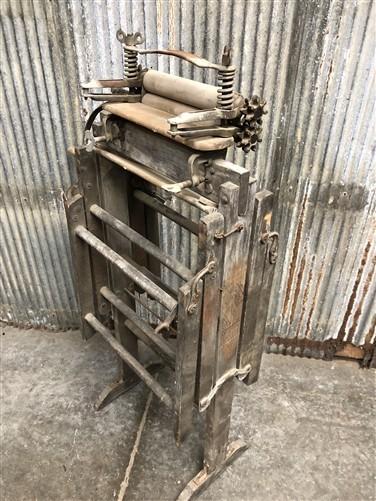 Pioneer No 22 Wringer Washer Folding Bench, Antique Hand Crank Laundry Tool